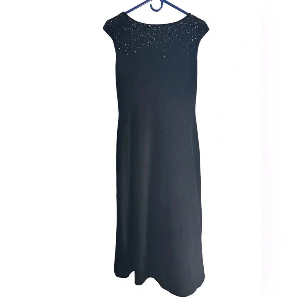 Vntg 90’s Velvet  Beaded Maxi Cowl back Dress, Fairy, dark romance Black Sz 10
